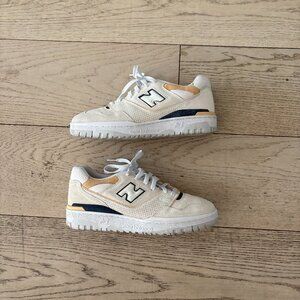New Balance 550 Sea Salt with NB Navy and Raw Sugar